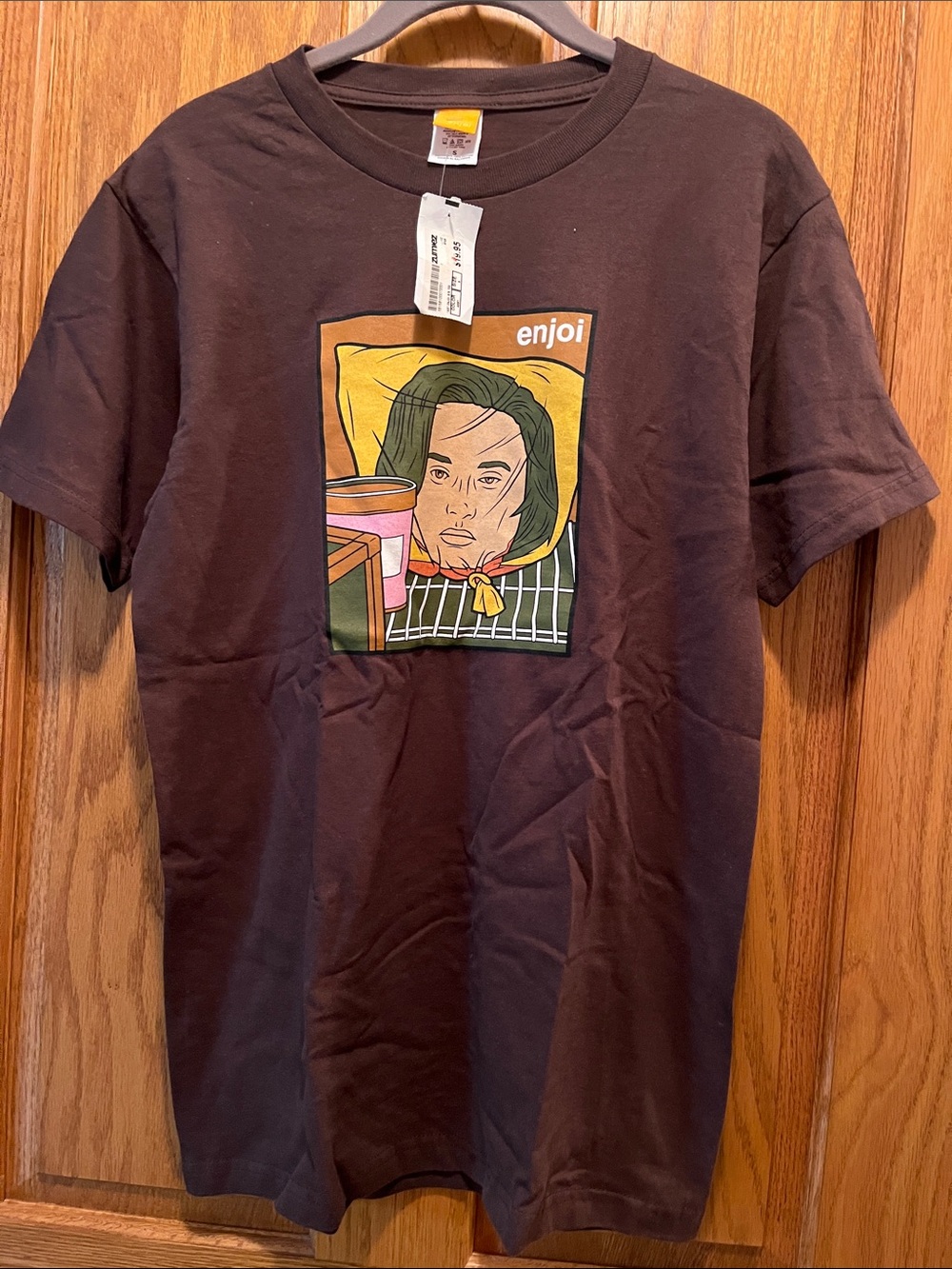 enjoi Men's Short Sleeve Graphic Tee in Brown with Front Illustration